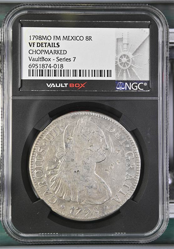 1798MO FM Mexico 8 Reales NGC VF Details Chopmarked Front