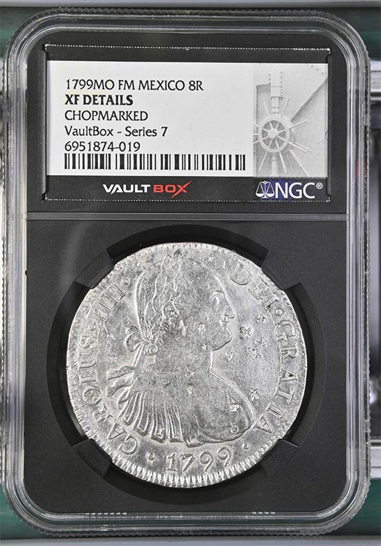 1799MO FM Mexico 8 Reales NGC XF Details Chopmarked Front