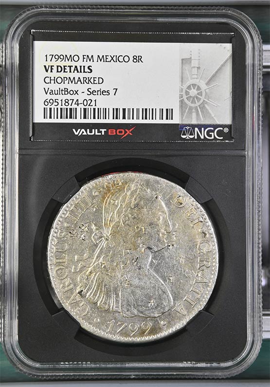 1799MO FM Mexico 8 Reales NGC VF Details Chopmarked Front