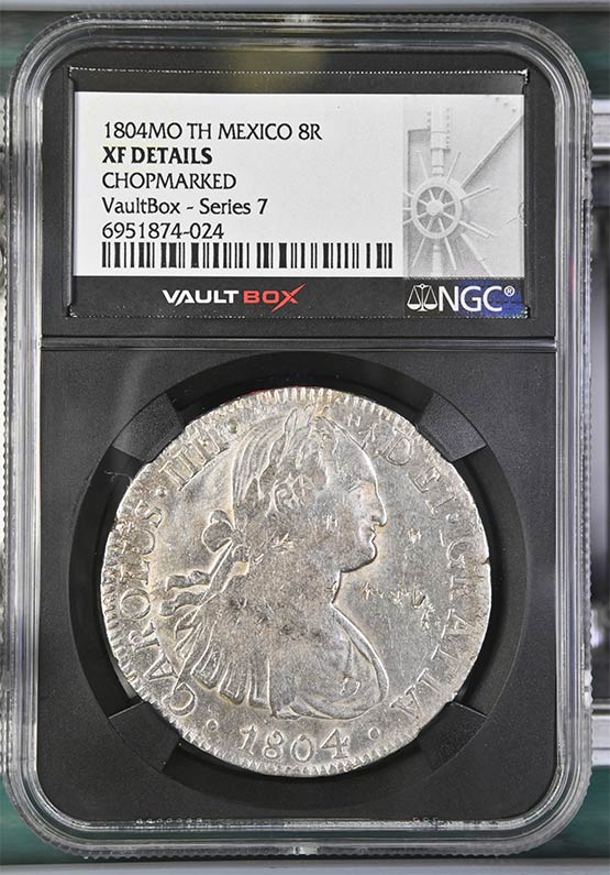 1804MO TH Mexico 8 Reales NGC XF Details Chopmarked Front