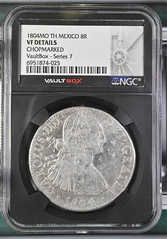 1804MO TH Mexico 8 Reales NGC VF Details Chopmarked Front