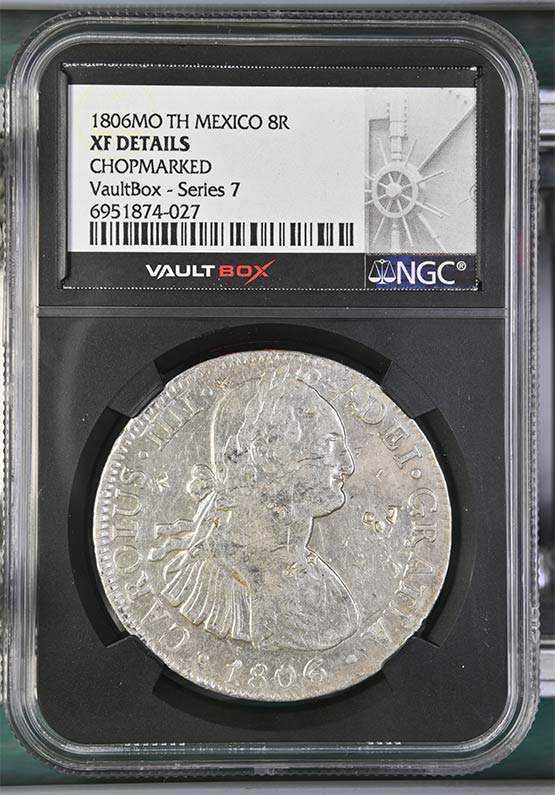 1806MO TH Mexico 8 Reales NGC XF Details Chopmarked Front