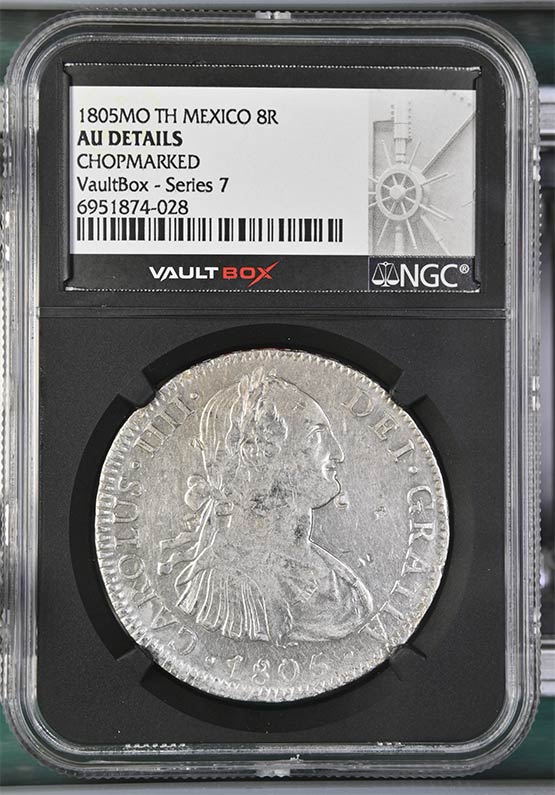 1805MO TH Mexico 8 Reales NGC AU Details Chopmarked Front