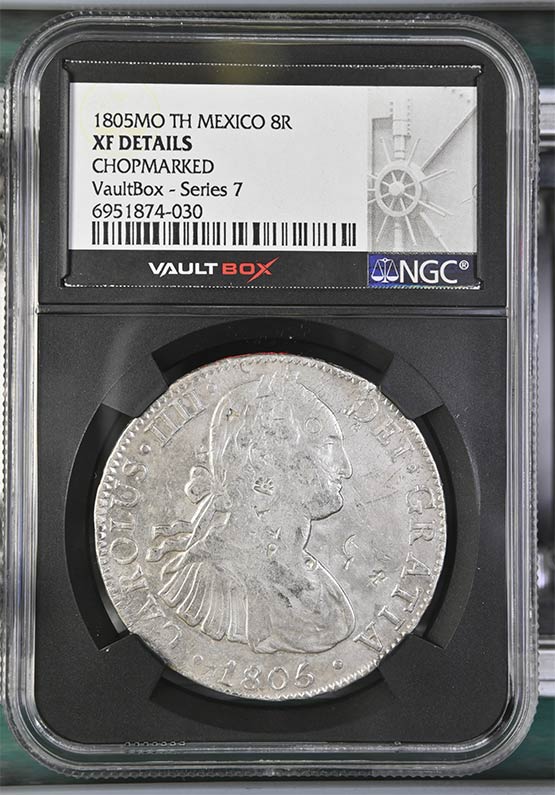 1805MO TH Mexico 8 Reales NGC XF Details Chopmarked Front