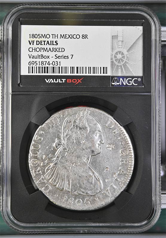 1805MO TH Mexico 8 Reales NGC VF Details Chopmarked Front