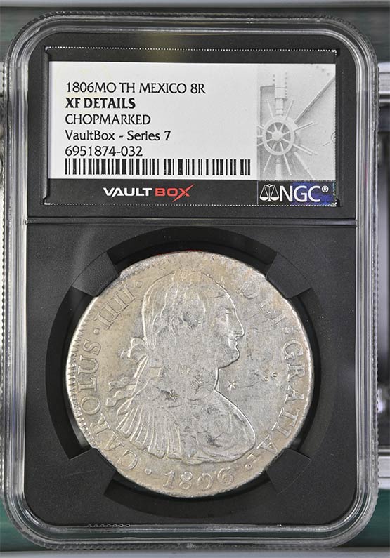 1806MO TH Mexico 8 Reales NGC XF Details Chopmarked Front