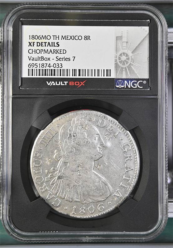 1806MO TH Mexico 8 Reales NGC XF Details Chopmarked Front