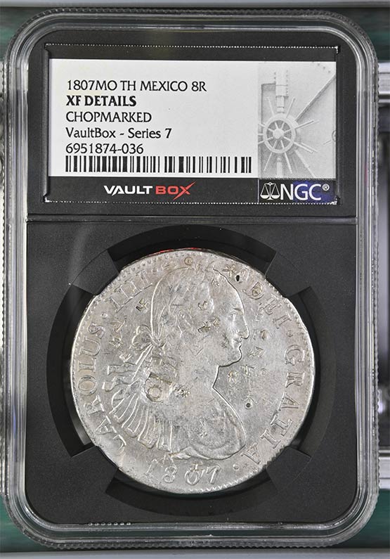 1807MO TH Mexico 8 Reales NGC XF Details Chopmarked Front
