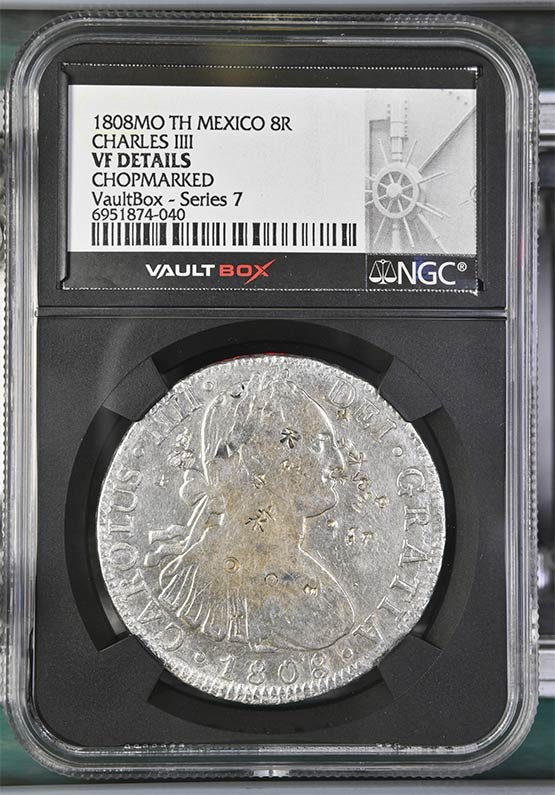 1808MO TH Mexico 8 Reales NGC VF Details Chopmarked Front
