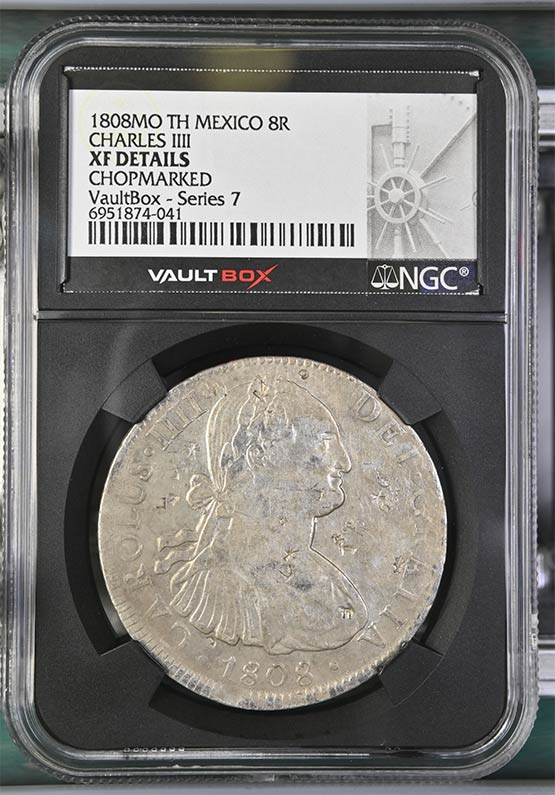1808MO TH Mexico 8 Reales NGC XF Details Chopmarked Front