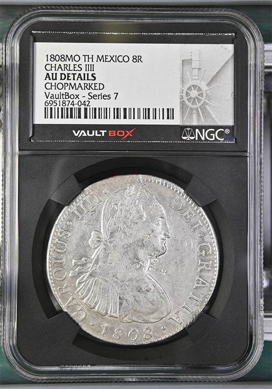 1808MO TH Mexico 8 Reales NGC AU Details Chopmarked Front