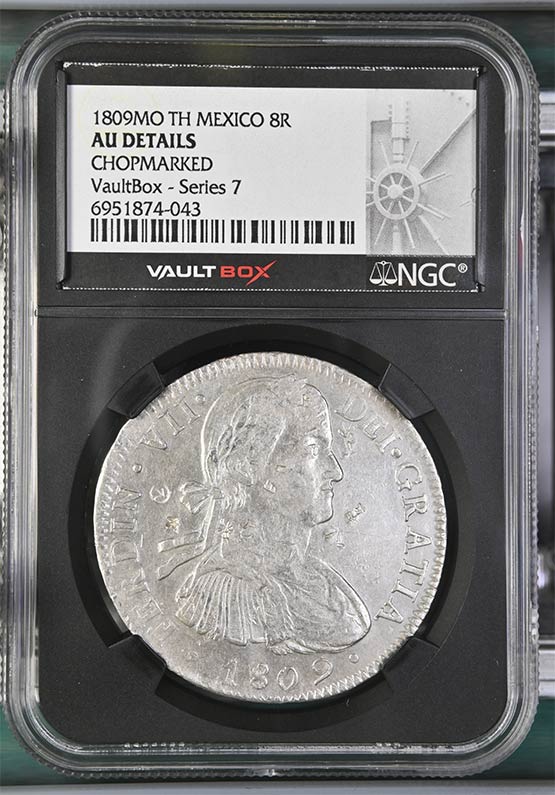 1809MO TH Mexico 8 Reales NGC AU Details Chopmarked Front