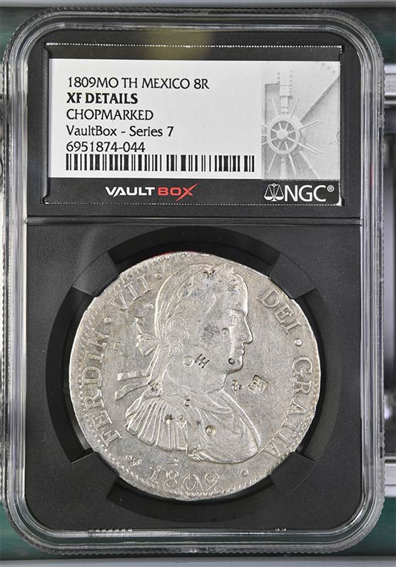 1809MO TH Mexico 8 Reales NGC XF Details Chopmarked Front