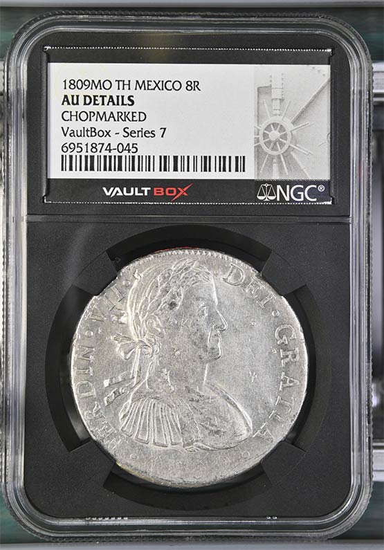 1809MO TH Mexico 8 Reales NGC AU Details Chopmarked Front