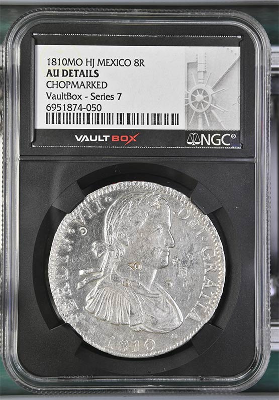 1810MO HJ Mexico 8 Reales NGC AU Details Chopmarked Front