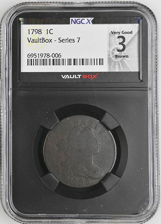 1798 Draped Bust Cent NGCX Very Good 3 Brown Front