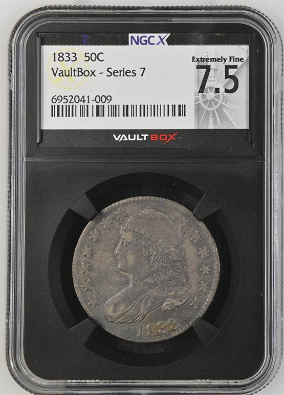 1833 Capped Bust Half Dollar NGCX Extremely Fine 7.5 Front