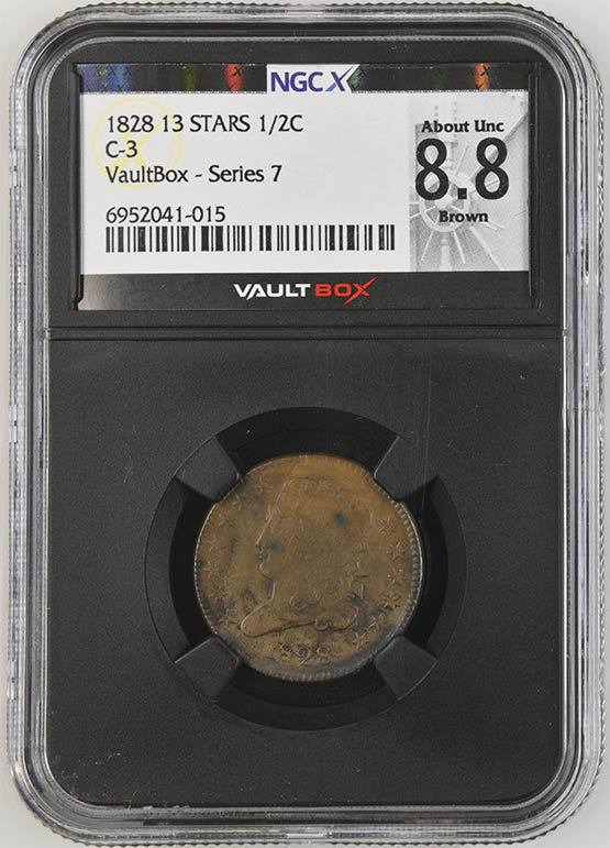 1828 13 Stars C-3 Classic Head Half Cent NGCX About Uncirculated 8.8 Brown Front