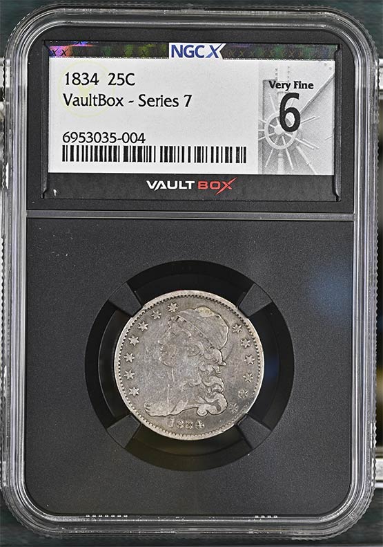 1834 Capped Bust Quarter NGCX Very Fine 6 Front