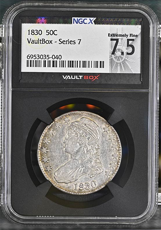 1830 Capped Bust Half Dollar NGCX Extremely Fine 7.5 Front