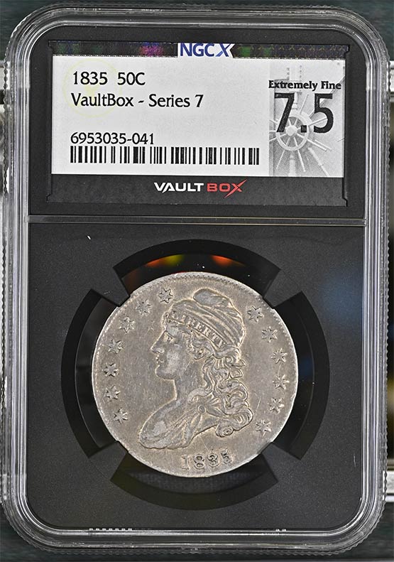 1835 Capped Bust Half Dollar NGCX Extremely Fine 7.5 Front