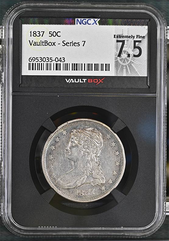 1837 Capped Bust Half Dollar NGCX Extremely Fine 7.5 Front
