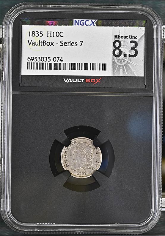 1835 Capped Bust Half Dime NGCX About Uncirculated 8.3 Front