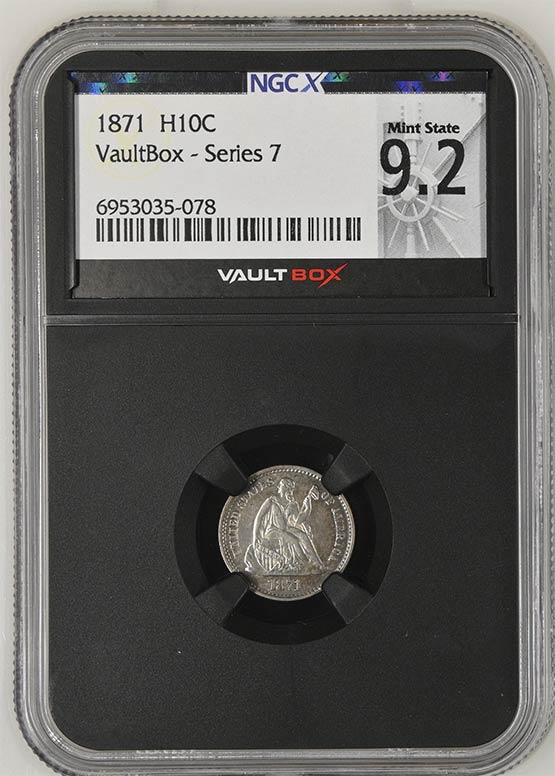 1871 Seated Liberty Half Dime NGCX Mint State 9.2 Front