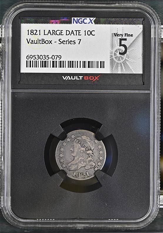 1821 Large Date Capped Bust Dime NGCX Very Fine 5 Front