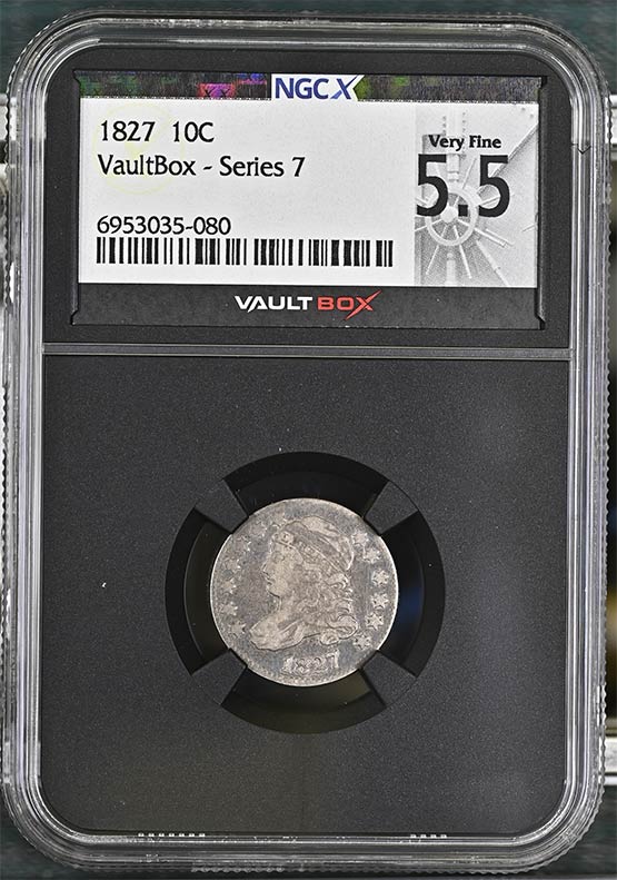 1827 Capped Bust Dime NGCX Very Fine 5.5 Front