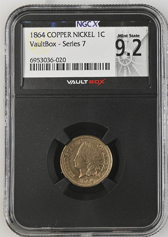 1864 Copper Nickel Indian Head Cent NGCX Mint State 9.2 Front