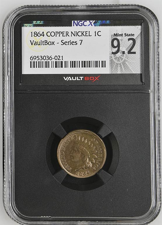 1864 Copper Nickel Indian Head Cent NGCX Mint State 9.2 Front