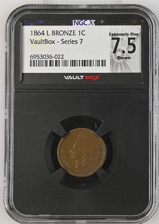 1864 L Bronze Indian Head Cent NGCX Extremely Fine 7.5 Brown Front