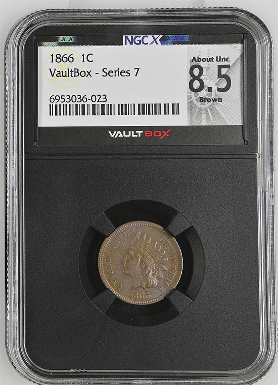 1866 Indian Head Cent NGCX About Uncirculated 8.5 Brown Front