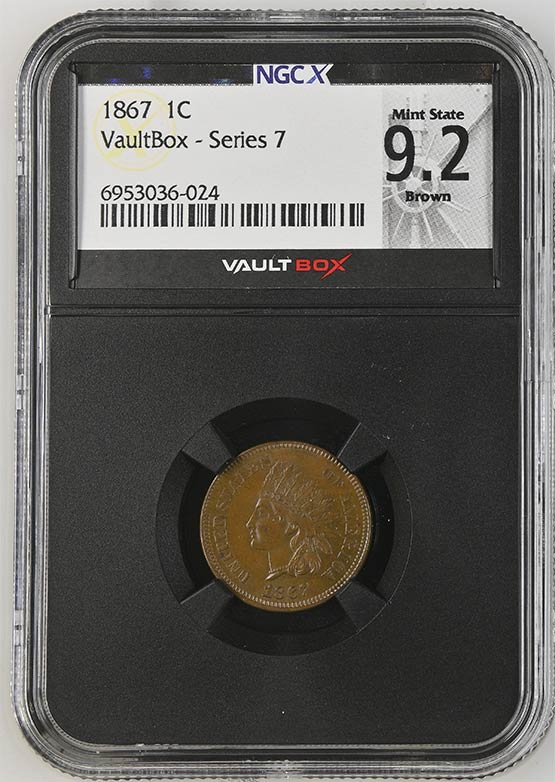 1867 Indian Head Cent NGCX Mint State 9.2 Brown Front