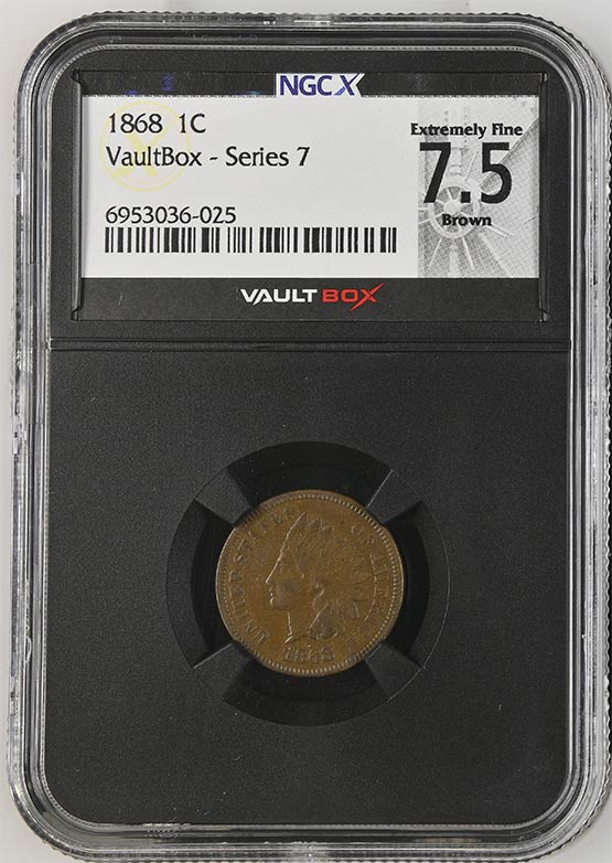 1868 Indian Head Cent NGCX Extremely Fine 7.5 Brown Front