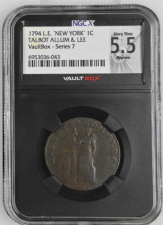 1794 L.E. 'New York' Talbot Allum & Lee NGCX Very Fine 5.5 Brown Front