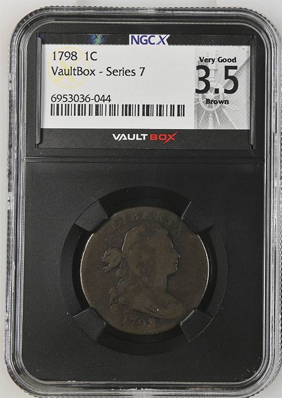 1798 Draped Bust Cent NGCX Very Good 3.5 Brown Front