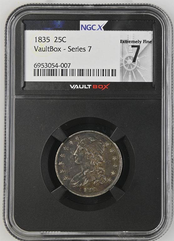 1835 Capped Bust Quarter NGCX Extremely Fine 7 Front