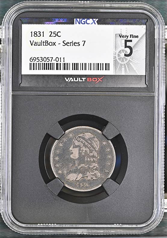 1831 Capped Bust Quarter NGCX Very Fine 5 Front