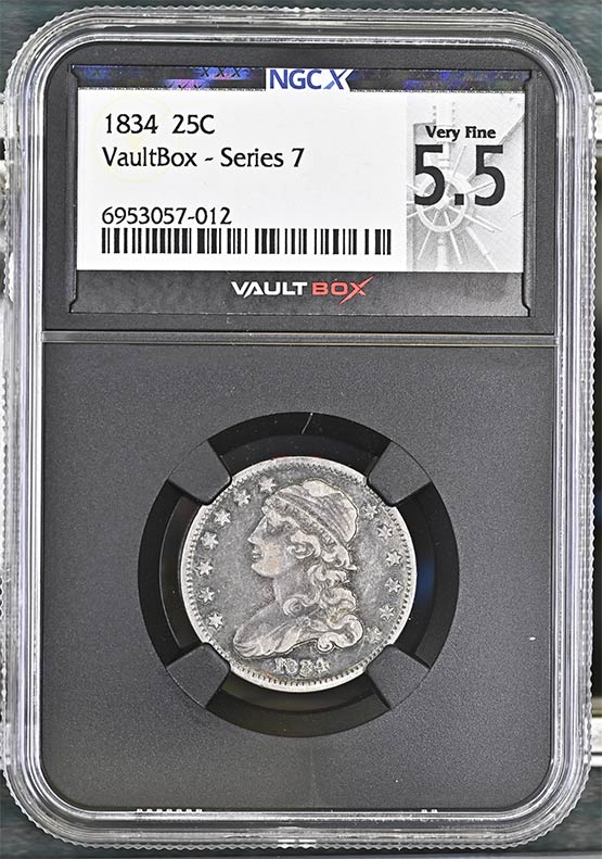 1834 Capped Bust Quarter NGCX Very Fine 5.5 Front