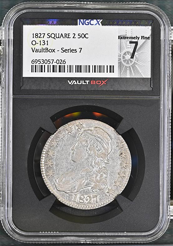 1827 Square 2 O-131 Capped Bust Half Dollar NGCX Extremely Fine 7 Front