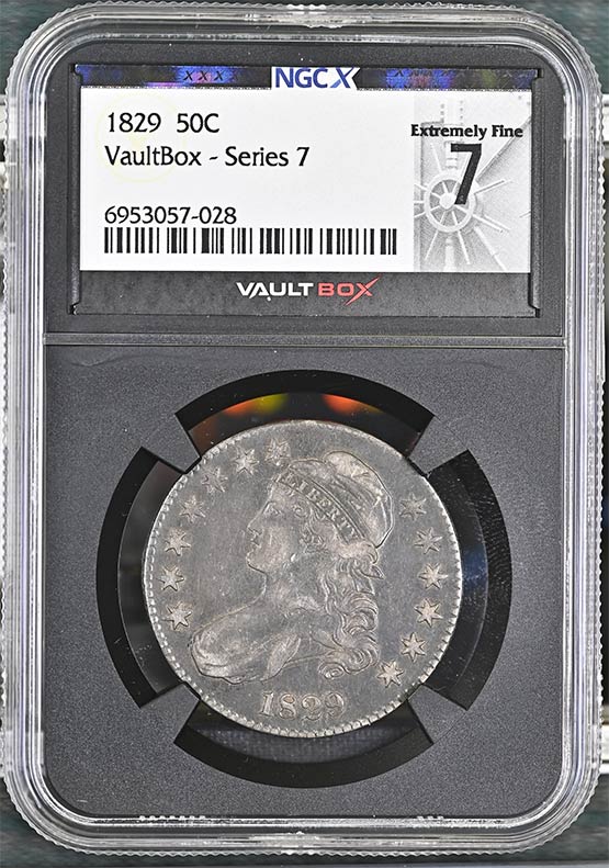 1829 Capped Bust Half Dollar NGCX Extremely Fine 7 Front