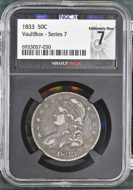 1833 Capped Bust Half Dollar NGCX Extremely Fine 7 Front