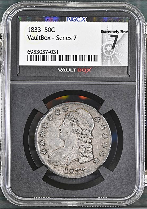 1833 Capped Bust Half Dollar NGCX Extremely Fine 7 Front