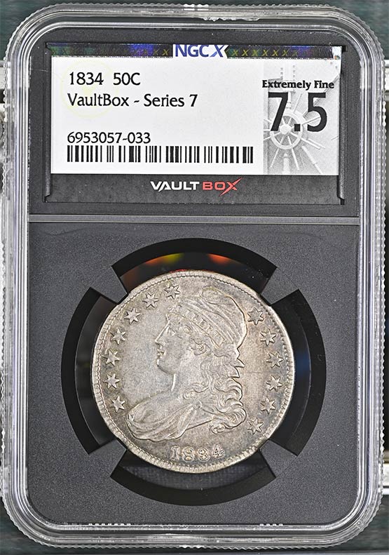 1834 Capped Bust Half Dollar NGCX Extremely Fine 7.5 Front