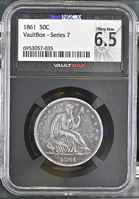 1861 Liberty Seated Half Dollar NGCX Very Fine 6.5 Front