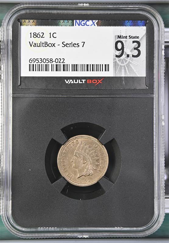 1862 Indian Head Cent NGCX Mint State 9.3 Front