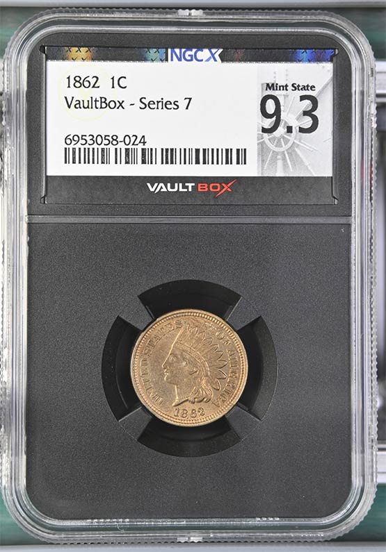 1862 Indian Head Cent NGCX Mint State 9.3 Front