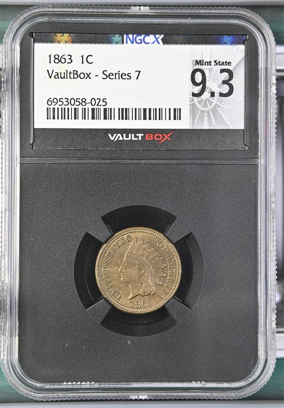 1863 Indian Head Cent NGCX Mint State 9.3 Front